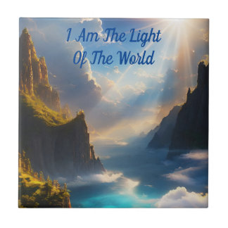 I Am The Light of The World Bible Verse  Tile