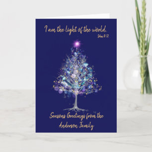 I am the light of the world elegant tree with star holiday card
