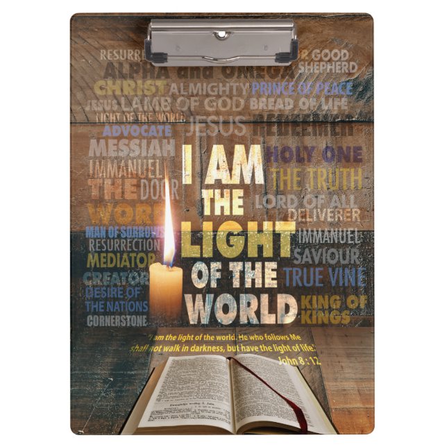 I am the Light of the World  - John 8:12 Clipboard (Front)