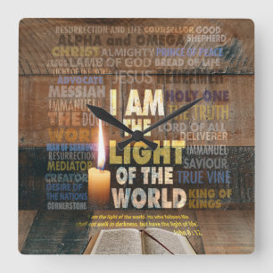 I am the Light of the World - John 8:12 Square Wall Clock