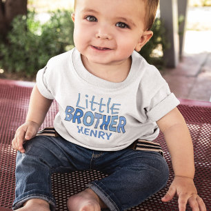 I am the Little Brother Whimsical Cute Blue Baby T-Shirt