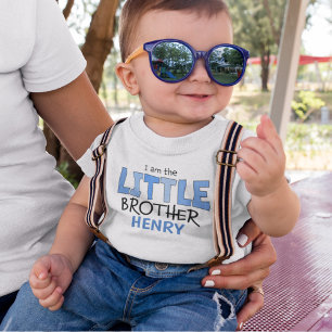 I am the Little Brother Whimsical Cute Blue Baby T-Shirt