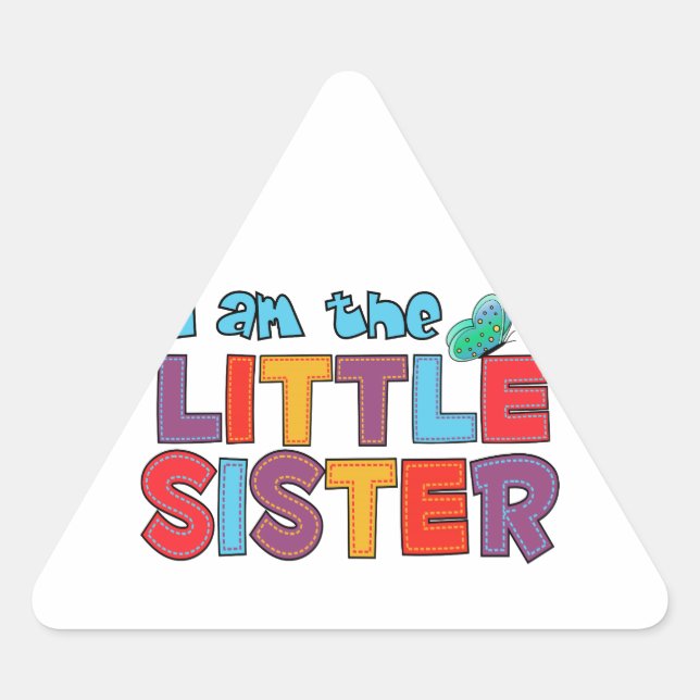 I am the Little Sister Butterfly Triangle Sticker (Front)