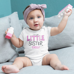 I am the Little Sister Modern Cute Family Baby Bodysuit