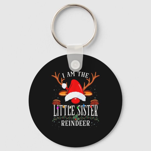 I Am The Little Sister Reindeer Christmas Family  Key Ring (Front)