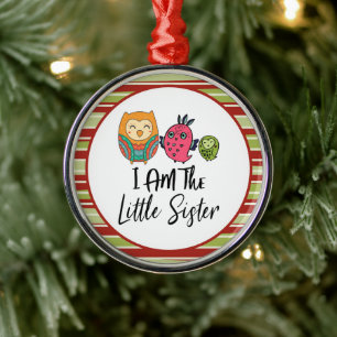 I am the Little Sister Three Owls Little Sister Metal Tree Decoration