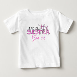 I am the Little Sister Whimsical Pink Modern Cute Baby T-Shirt