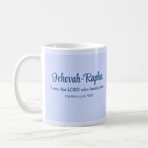 I am the Lord Who Heals You Bible Verse Light Blue Coffee Mug