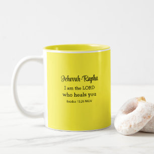 I am the Lord Who Heals You Biblical Bright Yellow Two-Tone Coffee Mug