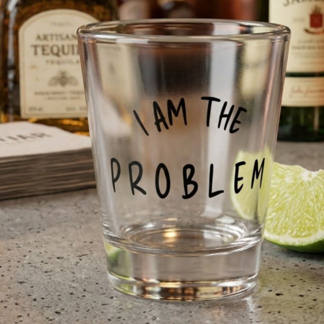 “I Am The Problem” – Funny Handwritten Font Design Shot Glass (Creator Uploaded)