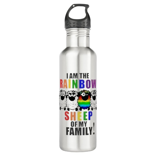 I Am The Rainbow Sheep Of The Family Water Bottle (Front)