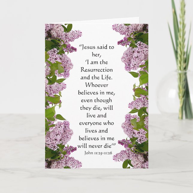 “I am the Resurrection and Life” Sympathy Note Car Card (Front)