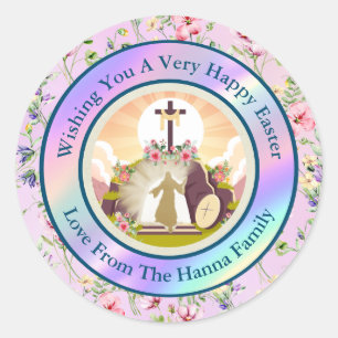 I am the resurrection and the life classic round sticker