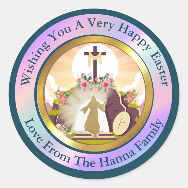 I am the resurrection and the life classic round sticker (Front)