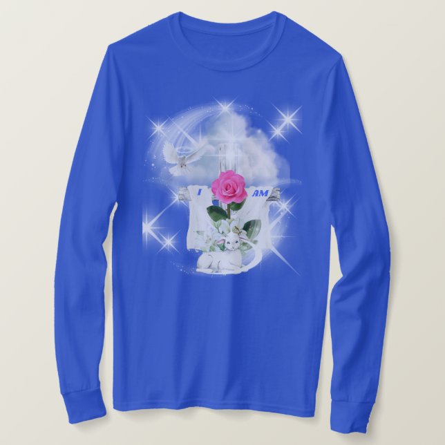 I Am The Resurrection Blue Long Sleeve T-shirt (Design Front)