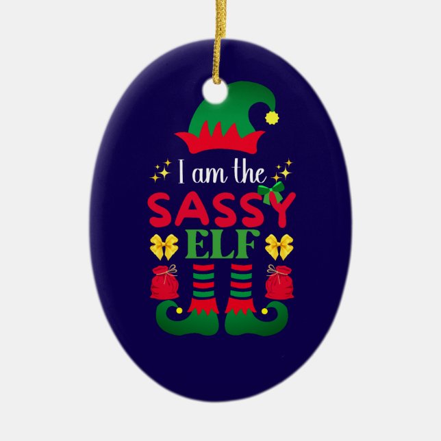 I Am The Sassy Elf Ceramic Tree Decoration (Front)
