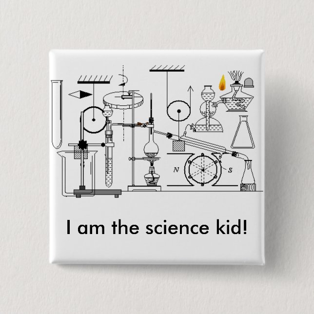 I am the science kid! 15 cm square badge (Front)
