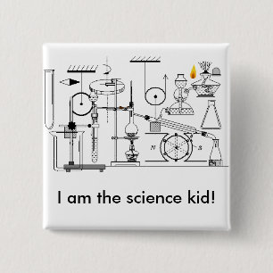 I am the science kid! 15 cm square badge