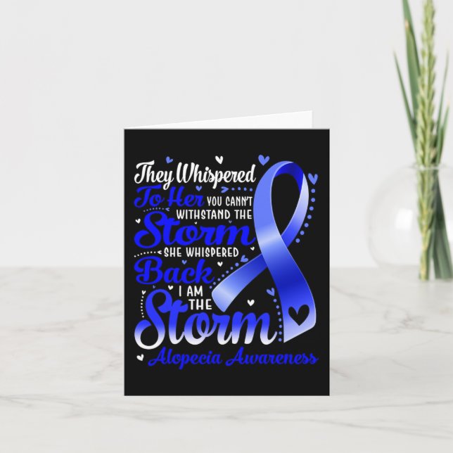 I Am The Storm Alopecia Awareness Blue Ribbon  Card (Front)