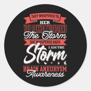I Am The Storm Brain Aneurysm Awareness Support Gr Classic Round Sticker