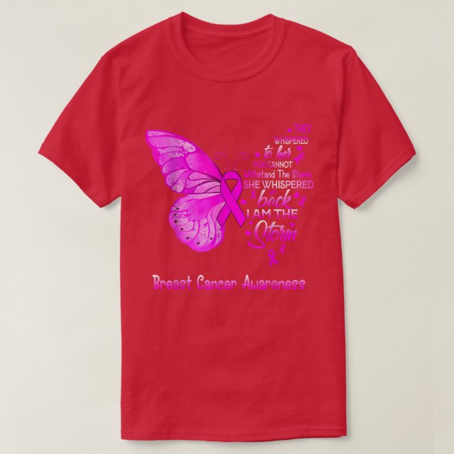 I Am The Storm Breast Cancer Awareness Butterfly  T-Shirt (Design Front)