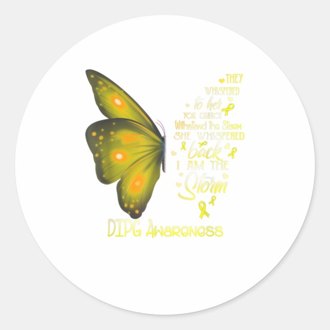 I am the storm DIPG Butterfly Classic Round Sticker (Front)