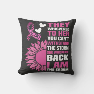"I Am the Storm" Inspirational Pink Quote Design Cushion