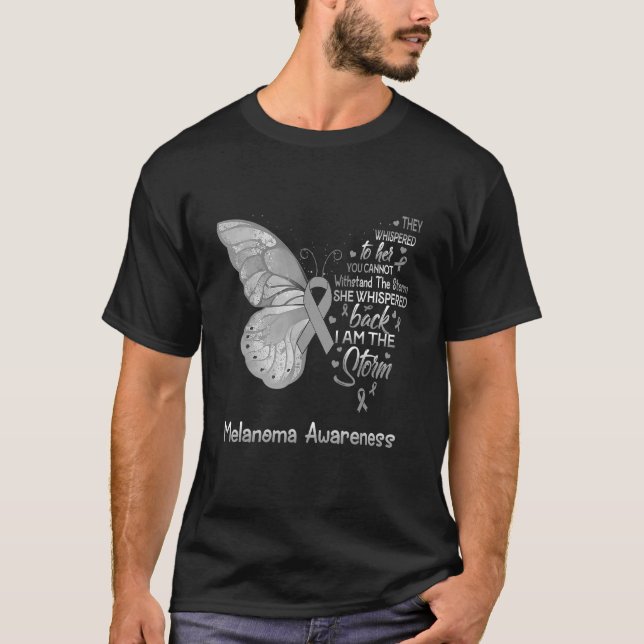 I Am The Storm Melanoma Awareness Butterfly T-Shirt (Front)