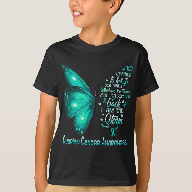 I am the storm Ovarian Cancer Awareness Butterfly T-Shirt (Front)