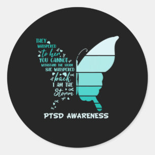 I Am The Storm Ptsd Stress Awareness Ribbon Butter Classic Round Sticker