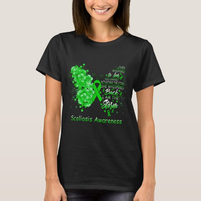 I Am The Storm Scoliosis Awareness Butterfly T-Shirt (Front)