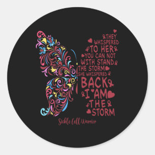 I Am The Storm Sickle Cell Warrior Butterfly Woman Classic Round Sticker