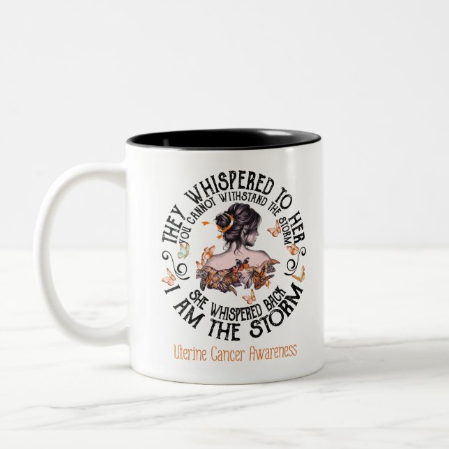 I Am The Storm Uterine Cancer Awareness Two-Tone Coffee Mug (Left)