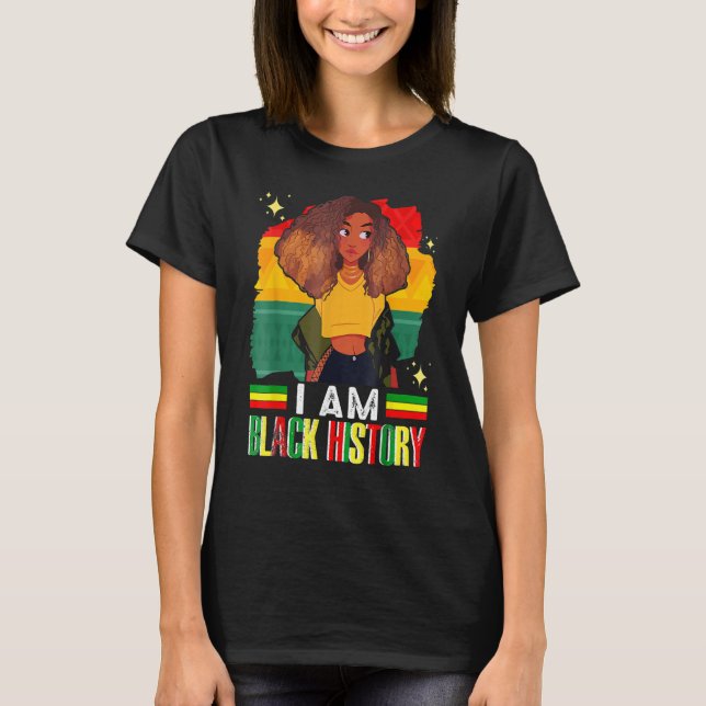 I Am The Strong African Queen Girls Black History  T-Shirt (Front)