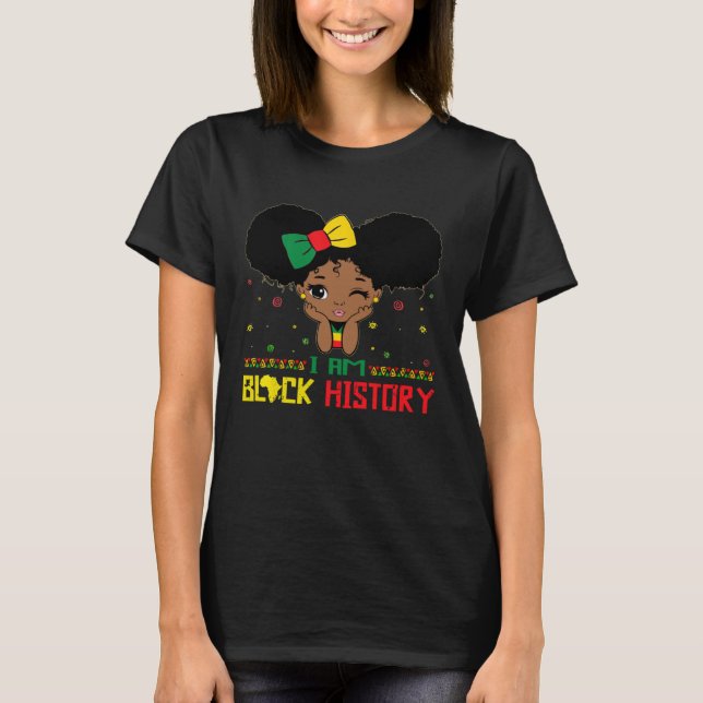 I Am The Strong African Queen girls  Black History T-Shirt (Front)