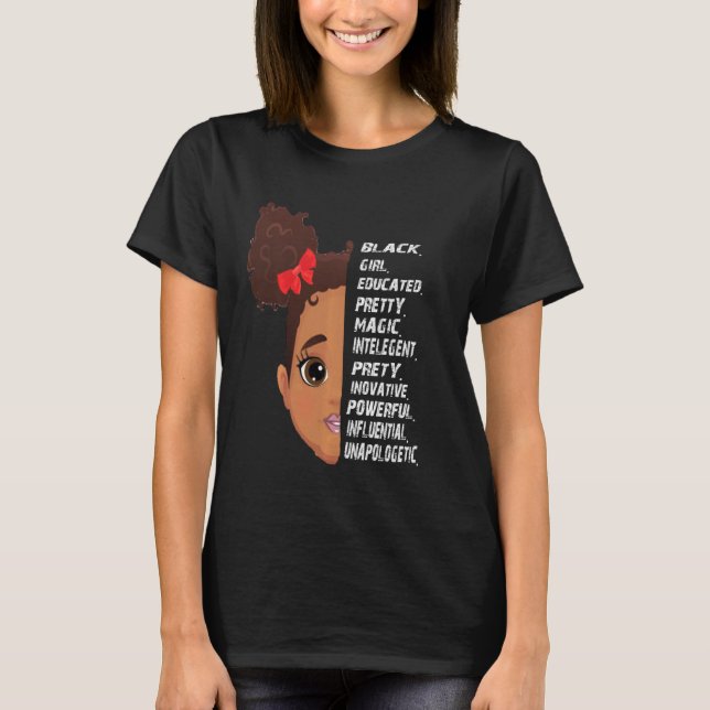I Am The Strong African Queen Girls I Am Black Gir T-Shirt (Front)