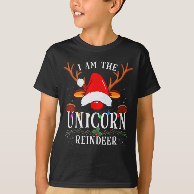 I Am The Unicorn Reindeer Christmas Family  T-Shirt (Front)