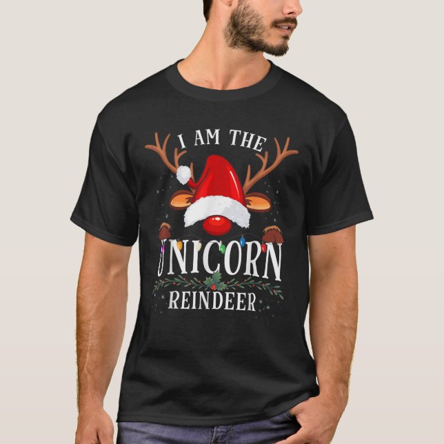 I Am The Unicorn Reindeer Christmas Family  T-Shirt (Front)