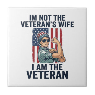 I Am the Veteran Patriotic Woman Veteran Design_1 Tile
