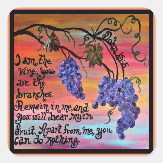I am the Vine John 15 5 Square Sticker (Front)
