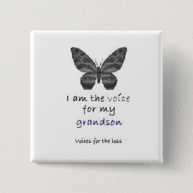 I am the Voice for my grandson blue 15 Cm Square Badge (Front)
