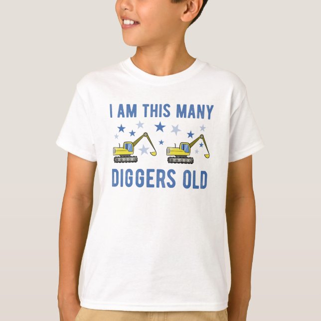 I Am This Many Diggers Old - 2 year old Birthday T-Shirt (Front)