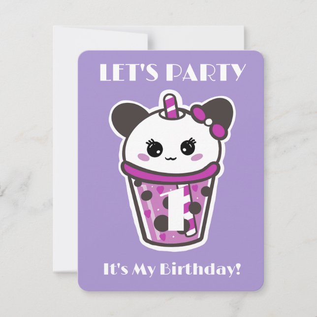 I AM TURNING ONE BIRTHDAY INVITATION KAWAII (Front)