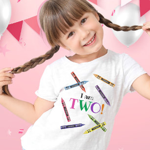 I Am Two Crayon Kids 2nd Birthday Party T-Shirt