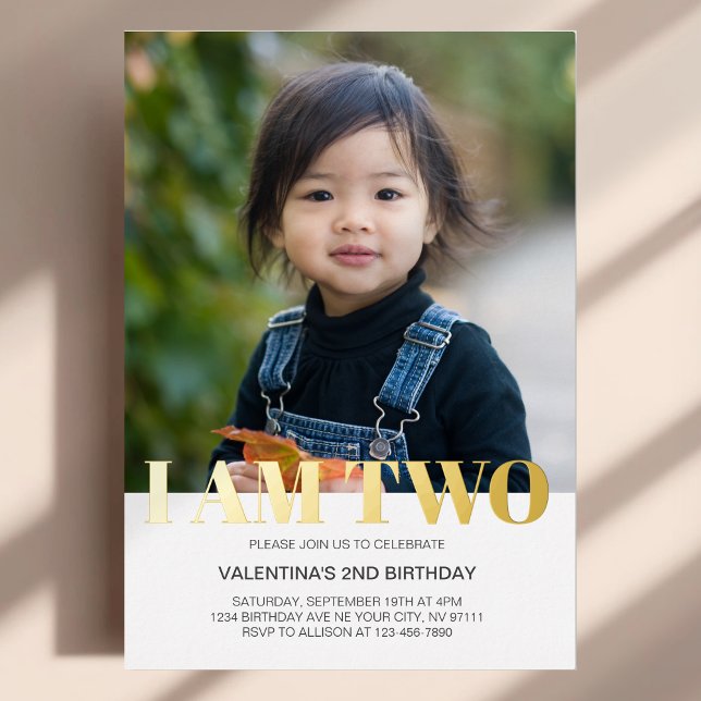 I Am Two Photo Modern Simple Minimalist Birthday (Creator Uploaded)