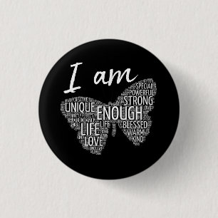 I Am Unique Strong Law of Attraction Positive Affi 3 Cm Round Badge