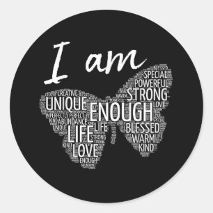 I Am Unique Strong Law of Attraction Positive Affi Classic Round Sticker