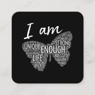 I Am Unique Strong Law of Attraction Positive Affi Square Business Card