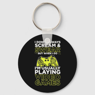 I Am Usually Playing Video Games Key Ring