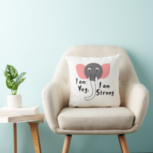I am Veg I am Strong Baby Elephant  Cushion
